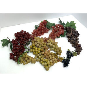 Lot Of Vintage Various Sizes Grape Clusters Rubber Fake Fruit Mid Century Decor